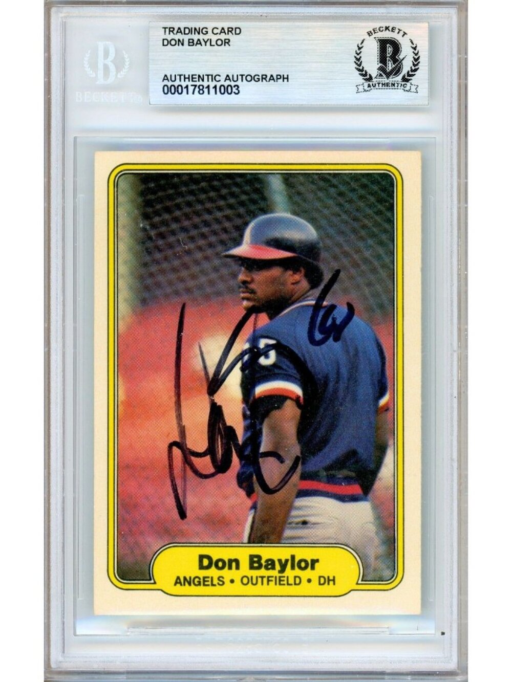 Don Baylor Signed 1982 Fleer #451 California Angels Beckett BAS Slabbed MLB Auto